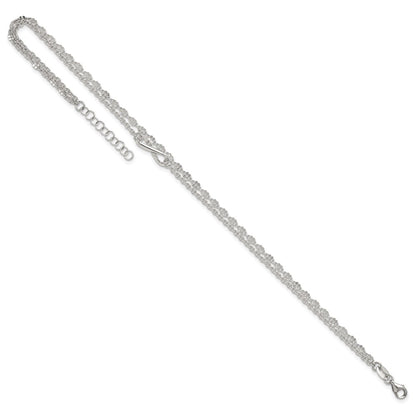 Sterling Silver Polished Infinity 2-Strand 9in Plus 1in Ext Anklet