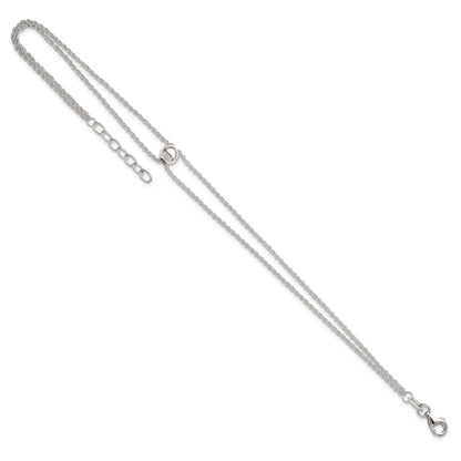 Sterling Silver Polished 2 Strand Bead 9in Plus 1in Ext Anklet