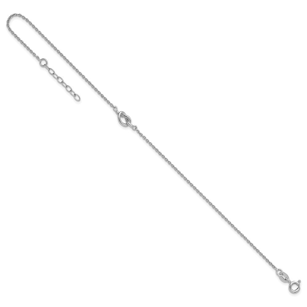 Sterling Silver Rhodium Plated Polished Knot 9in Plus 1in Ext Anklet