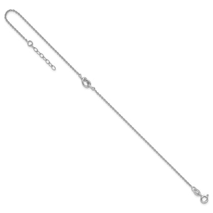 Sterling Silver Rhodium Plated Polished Knot 9in Plus 1in Ext Anklet