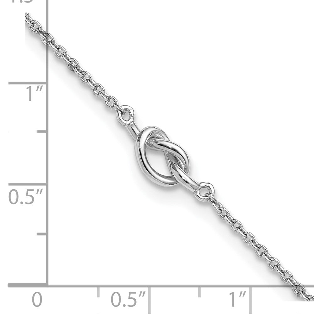 Sterling Silver Rhodium Plated Polished Knot 9in Plus 1in Ext Anklet