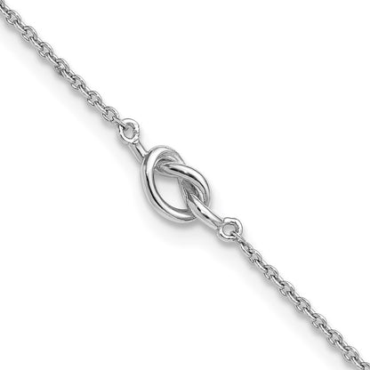 Sterling Silver Rhodium Plated Polished Knot 9in Plus 1in Ext Anklet