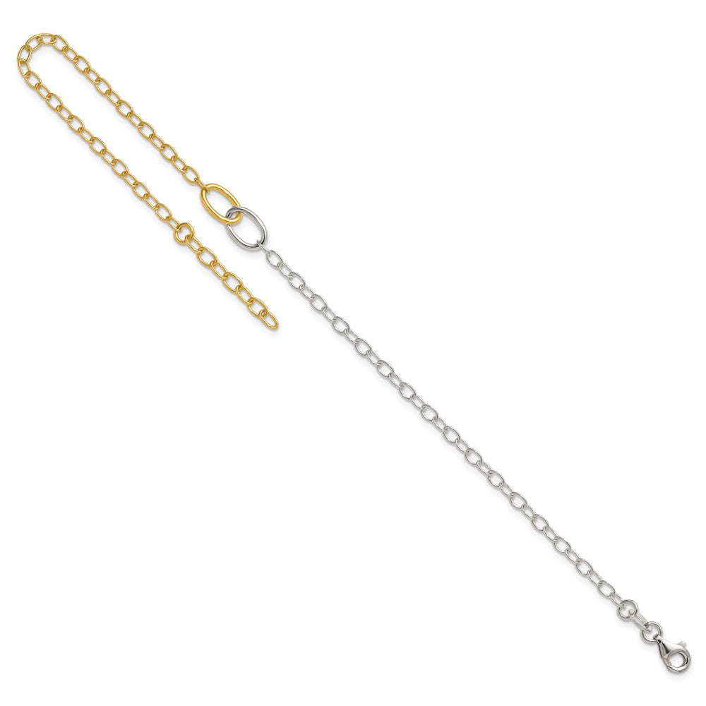 Sterling Silver Gold-Tone Polished Oval Link 9in Plus 1in Ext Anklet