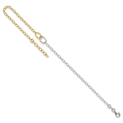 Sterling Silver Gold-Tone Polished Oval Link 9in Plus 1in Ext Anklet