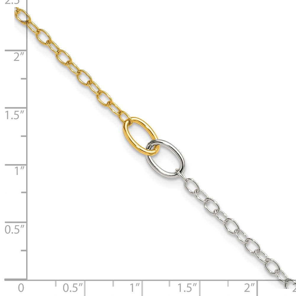 Sterling Silver Gold-Tone Polished Oval Link 9in Plus 1in Ext Anklet