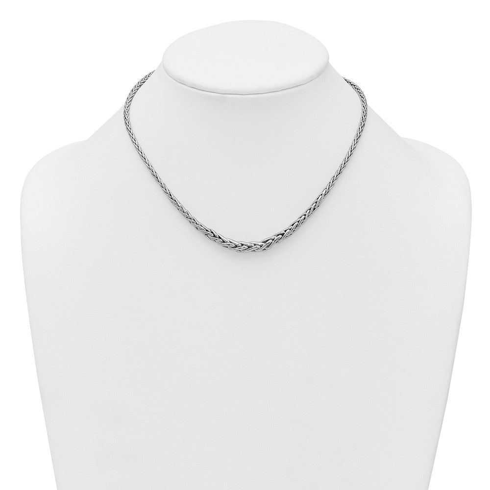 Sterling Silver Rhodium Plated Fancy Graduated Link 16in W/ 2in Ext Necklace