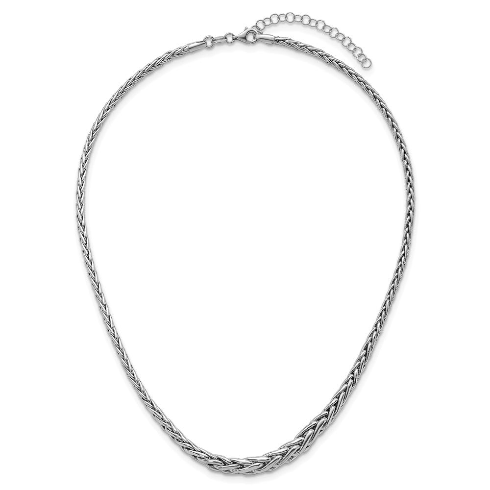 Sterling Silver Rhodium Plated Fancy Graduated Link 16in W/ 2in Ext Necklace