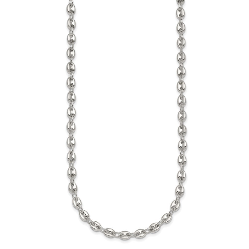 Sterling Silver Polished 4.8mm Puffed Mariner Anchor Link 18 Inch Necklace
