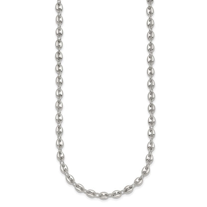 Sterling Silver Polished 4.8mm Puffed Mariner Anchor Link 18 Inch Necklace