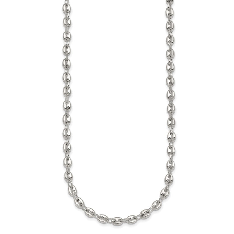 Sterling Silver Polished 4.8mm Puffed Mariner Anchor Link 18 Inch Necklace