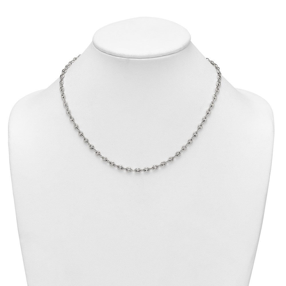 Sterling Silver Polished 4.8mm Puffed Mariner Anchor Link 18 Inch Necklace