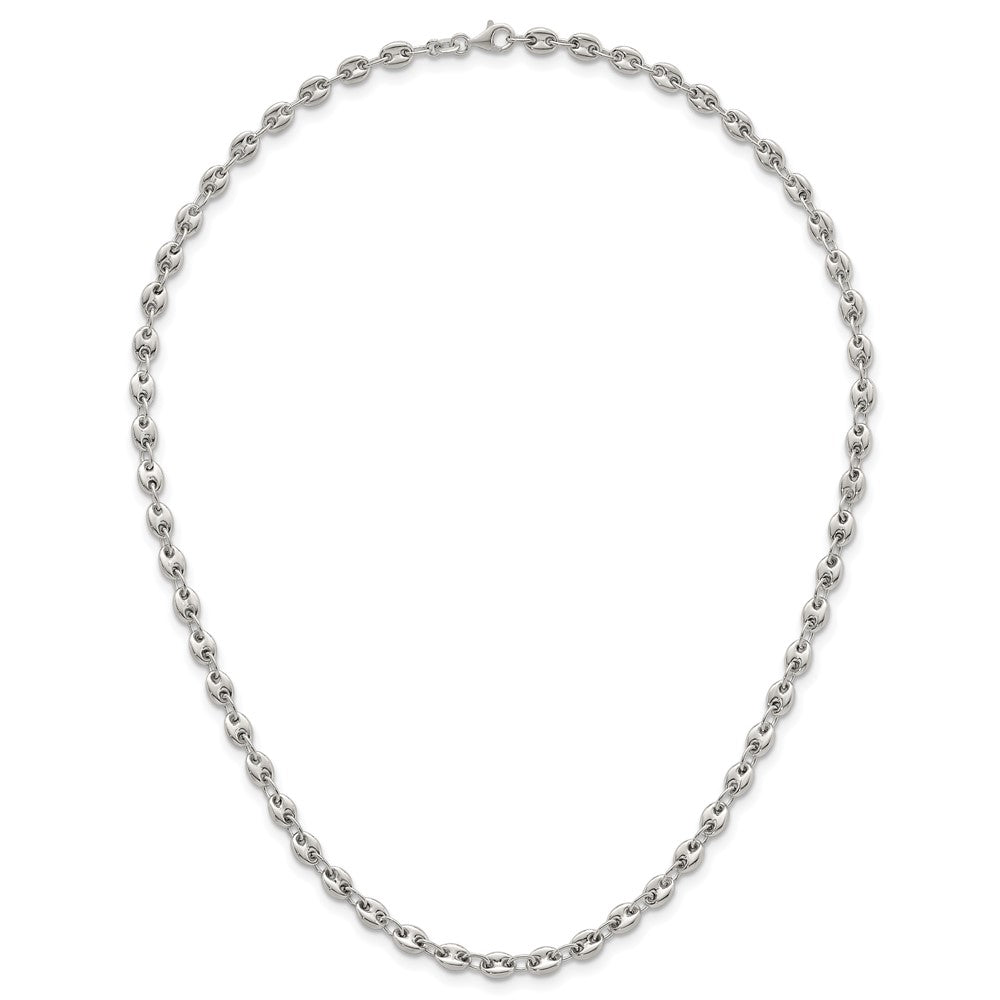 Sterling Silver Polished 4.8mm Puffed Mariner Anchor Link 18 Inch Necklace