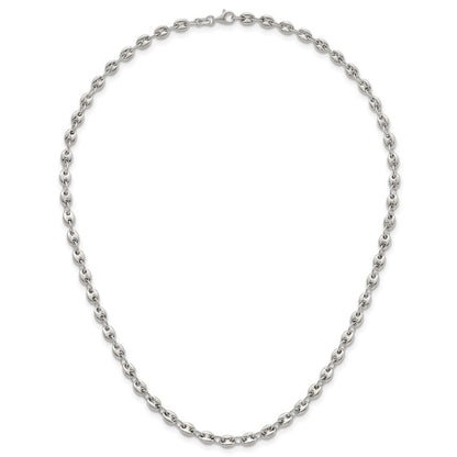 Sterling Silver Polished 4.8mm Puffed Mariner Anchor Link 18 Inch Necklace