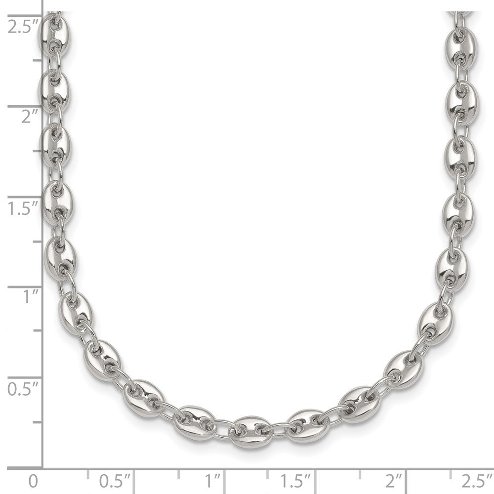 Sterling Silver Polished 4.8mm Puffed Mariner Anchor Link 18 Inch Necklace