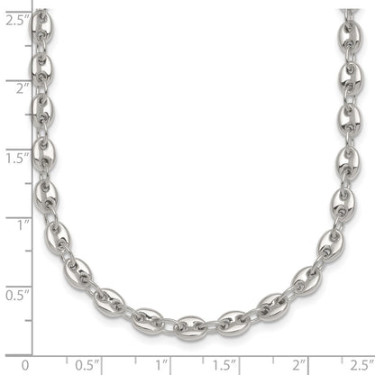 Sterling Silver Polished 4.8mm Puffed Mariner Anchor Link 18 Inch Necklace