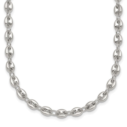Sterling Silver Polished 4.8mm Puffed Mariner Anchor Link 18 Inch Necklace