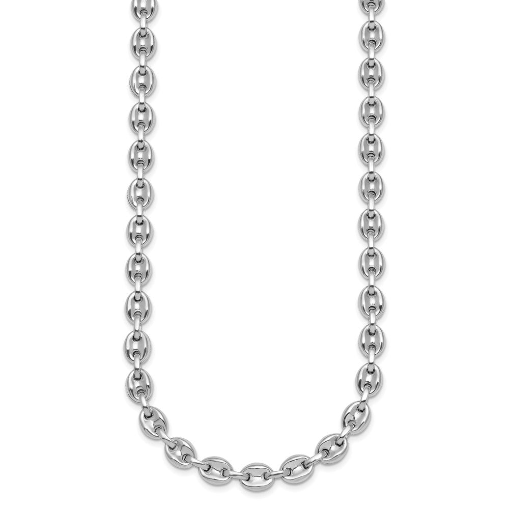 Sterling Silver Rhodium-Plated Polished Puffed Mariner Link 18in Necklace