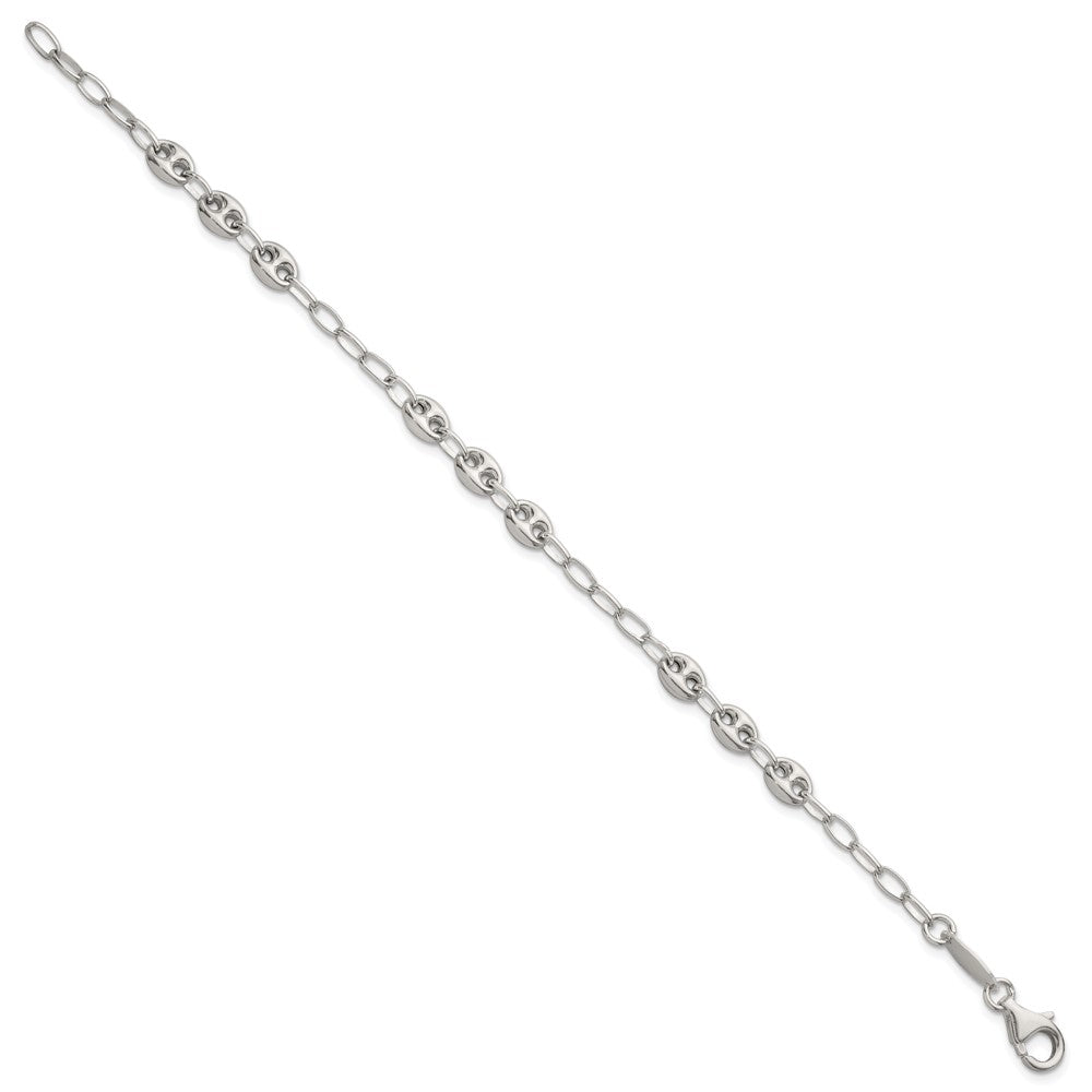 Sterling Silver 8in. Puffed Mariner Link Bracelet