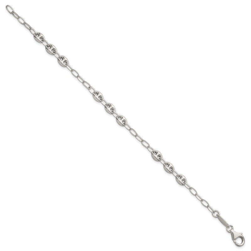 Sterling Silver 8in. Puffed Mariner Link Bracelet
