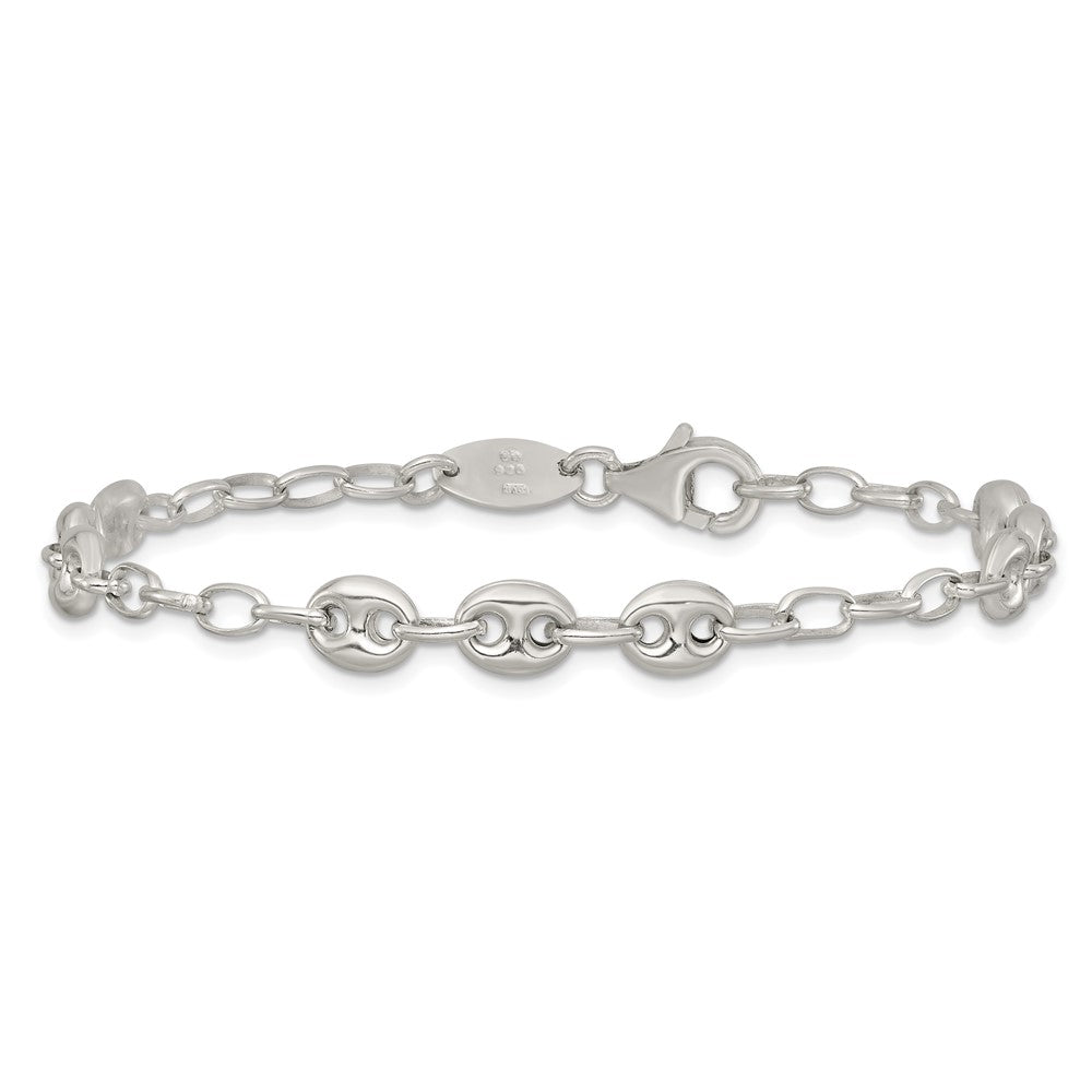 Sterling Silver 8in. Puffed Mariner Link Bracelet