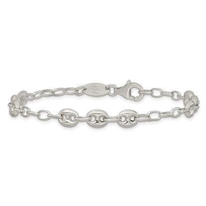 Sterling Silver 8in. Puffed Mariner Link Bracelet