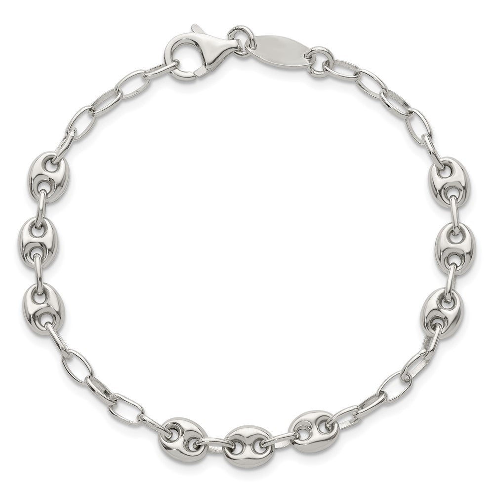 Sterling Silver 8in. Puffed Mariner Link Bracelet