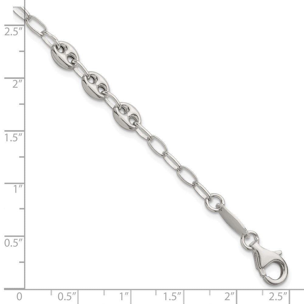 Sterling Silver 8in. Puffed Mariner Link Bracelet