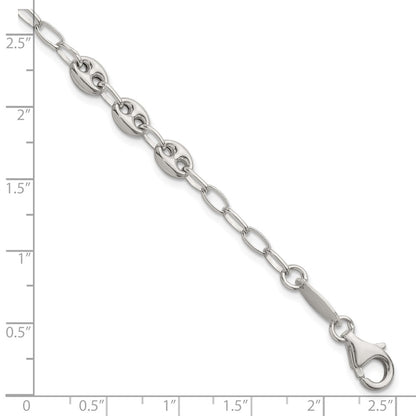 Sterling Silver 8in. Puffed Mariner Link Bracelet