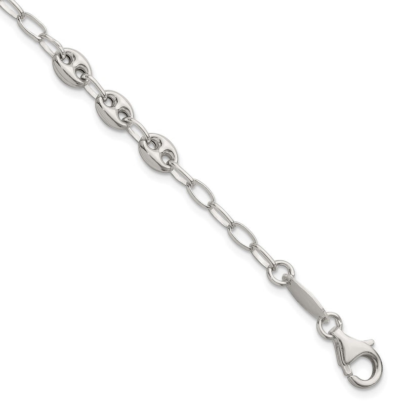 Sterling Silver 8in. Puffed Mariner Link Bracelet