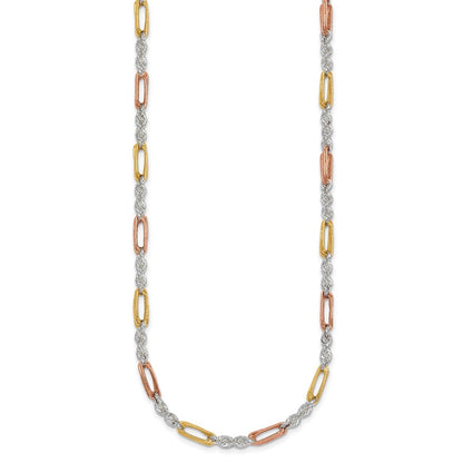 Sterling Silver Rose/gold-Tone Polished 4.0mm Figaro Rope 18 Inch Necklace