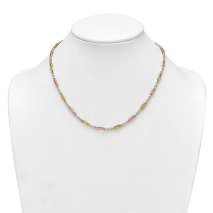 Sterling Silver Rose/gold-Tone Polished 4.0mm Figaro Rope 18 Inch Necklace