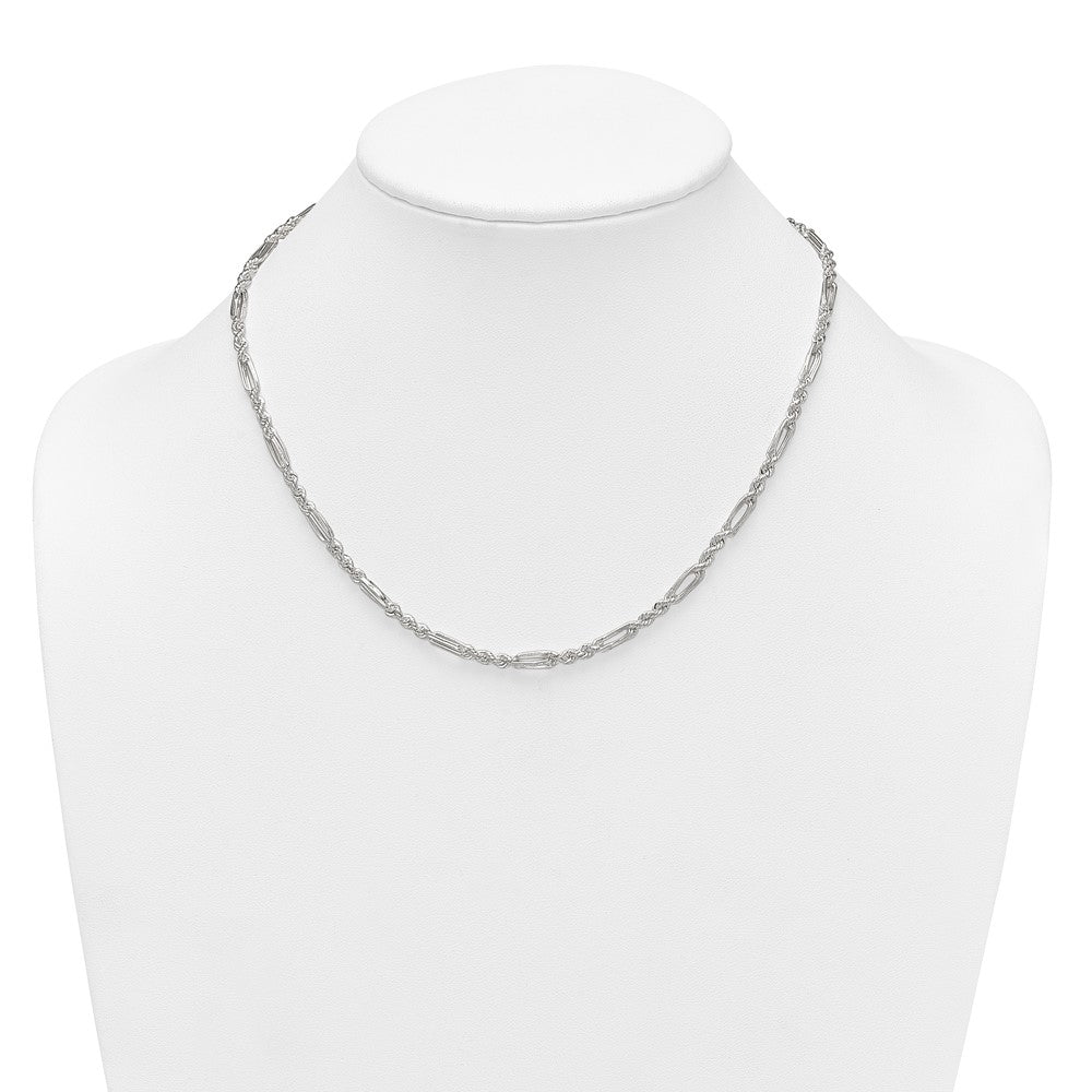 Sterling Silver Polished 4.0mm Figaro Rope 18 Inch Necklace