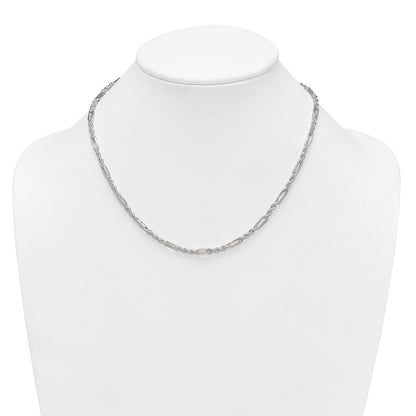 Sterling Silver Polished 4.0mm Figaro Rope 18 Inch Necklace