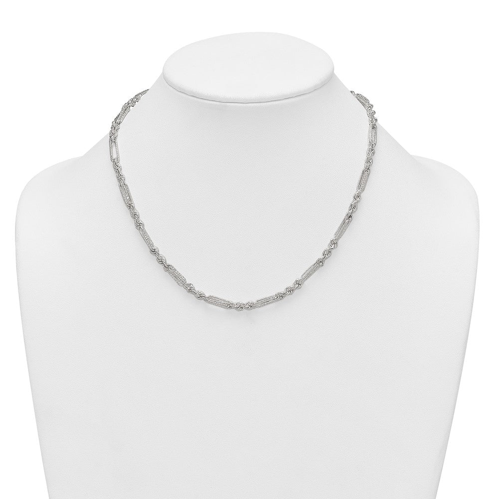 Sterling Silver Polished Textured 4.5mm Figaro Rope 18in Necklace