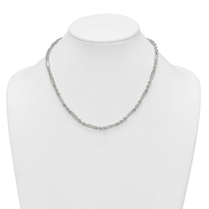 Sterling Silver Polished Textured 4.5mm Figaro Rope 18in Necklace