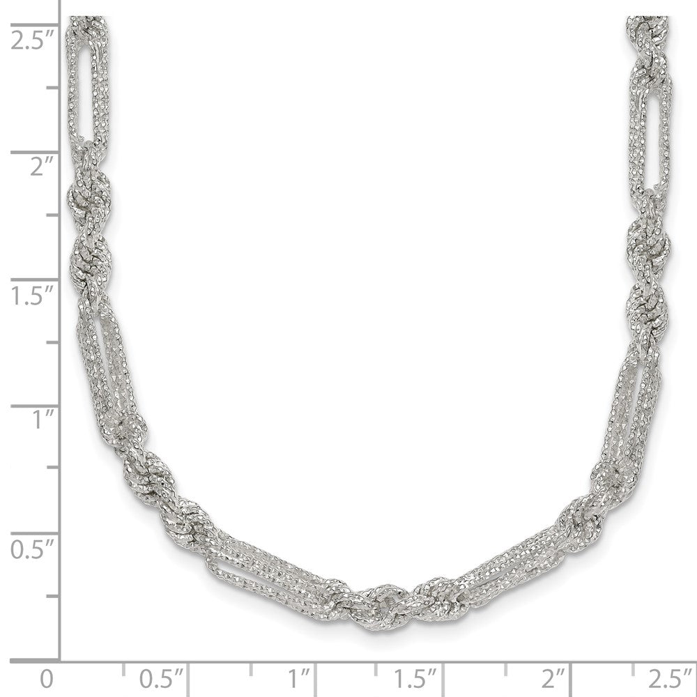 Sterling Silver Polished Textured 4.5mm Figaro Rope 18in Necklace