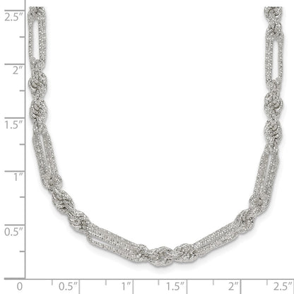Sterling Silver Polished Textured 4.5mm Figaro Rope 18in Necklace