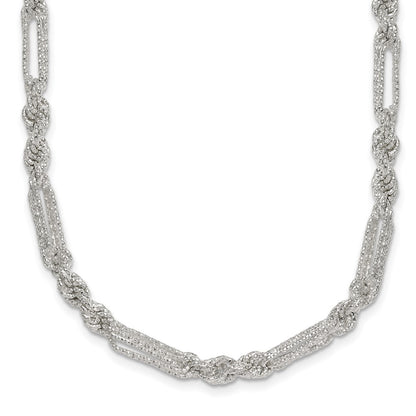 Sterling Silver Polished Textured 4.5mm Figaro Rope 18in Necklace