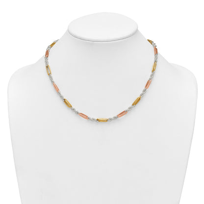 Sterling Silver Rose/gold-Tone Polished 4.5mm Figaro Rope 18 Inch Necklace