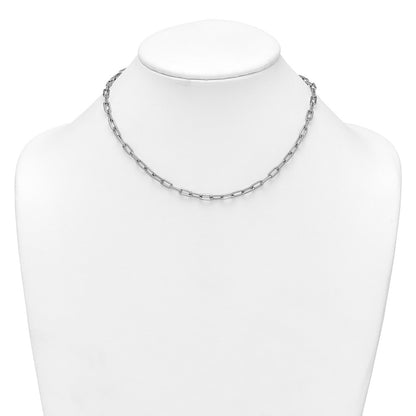 Sterling Silver Rhodium Plated Twisted Link 16in W/ 2in Ext. Necklace