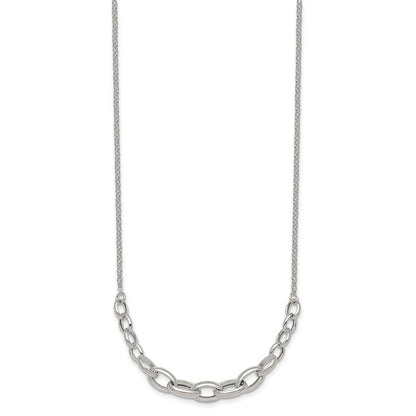 Sterling Silver Polished Graduated Cable 16in w/2in Ext Necklace