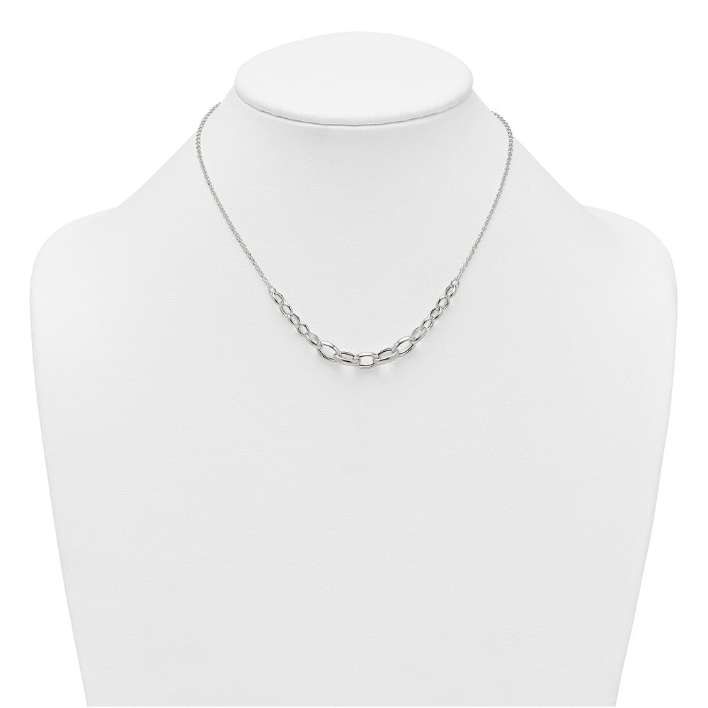 Sterling Silver Polished Graduated Cable 16in w/2in Ext Necklace