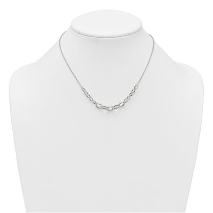 Sterling Silver Polished Graduated Cable 16in w/2in Ext Necklace
