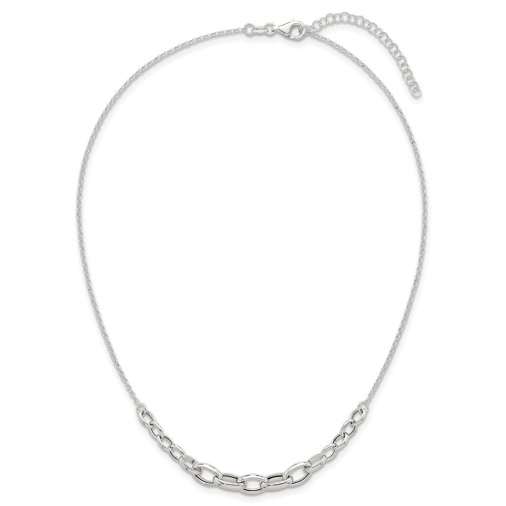 Sterling Silver Polished Graduated Cable 16in w/2in Ext Necklace