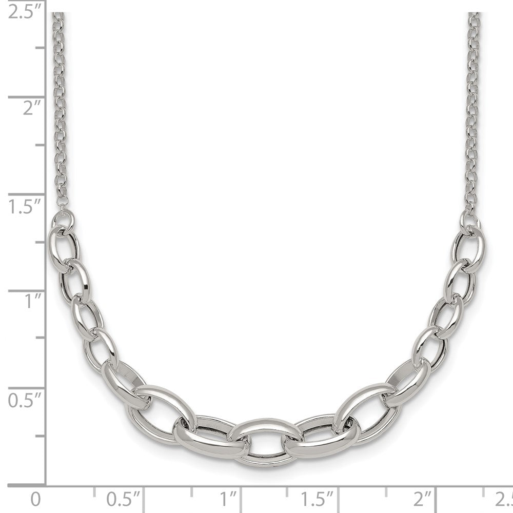Sterling Silver Polished Graduated Cable 16in w/2in Ext Necklace
