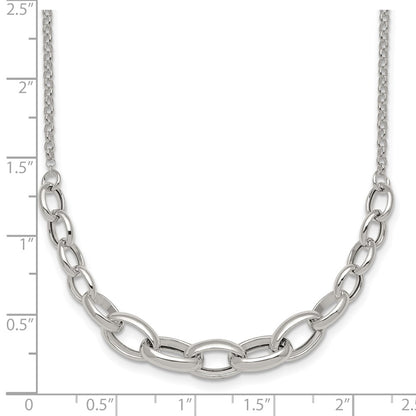 Sterling Silver Polished Graduated Cable 16in w/2in Ext Necklace