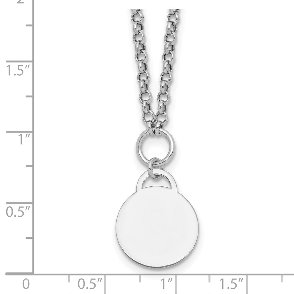 Sterling Silver Rhodium-Plated Polished 16 w/2in Ext Round Disc Necklace
