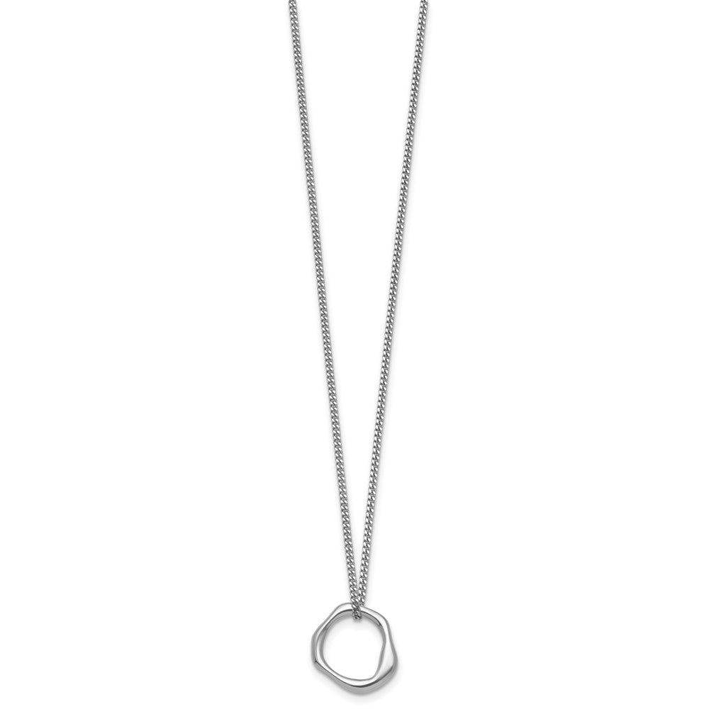 Sterling Silver Rhodium-Plated Polished 16 w/2in Ext Abstract Necklace