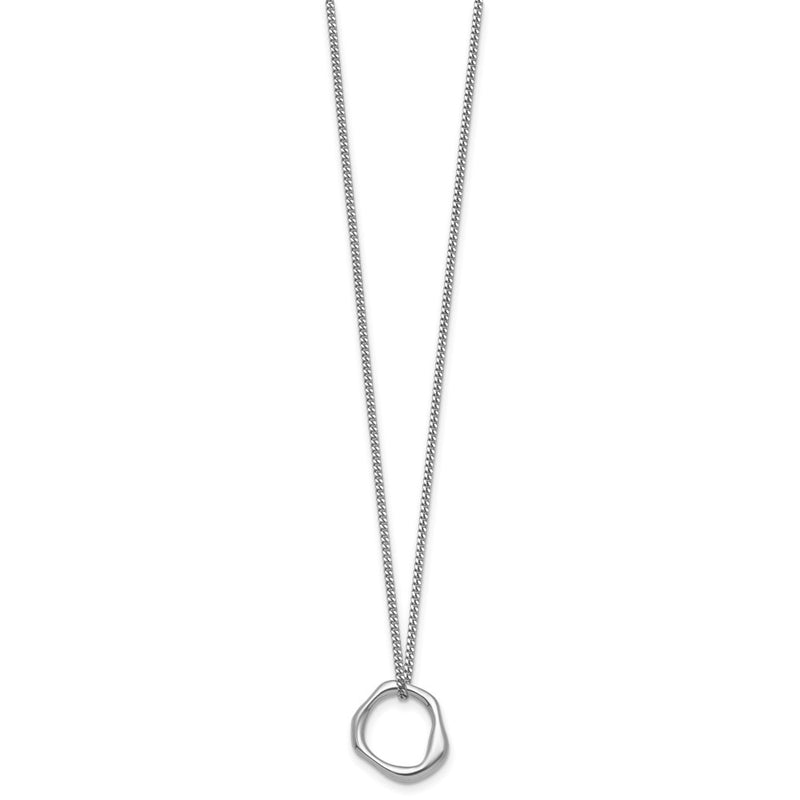 Sterling Silver Rhodium-Plated Polished 16 w/2in Ext Abstract Necklace