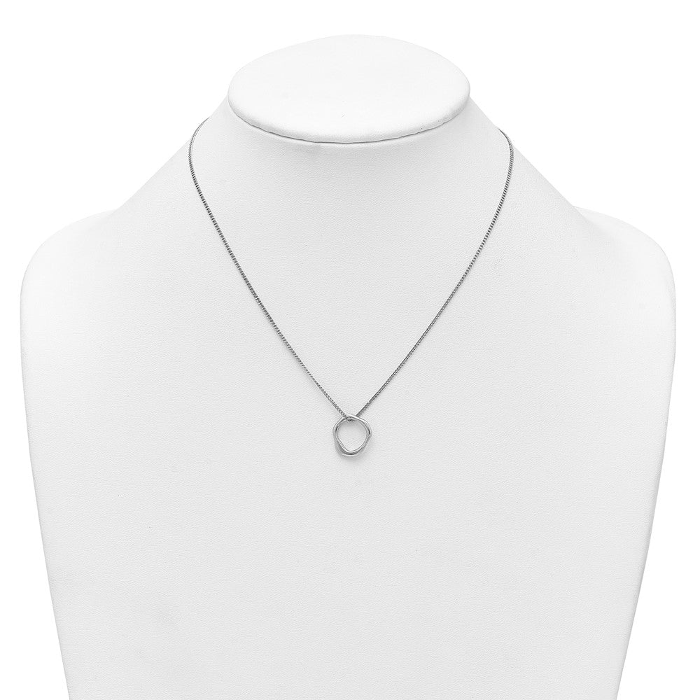 Sterling Silver Rhodium-Plated Polished 16 w/2in Ext Abstract Necklace